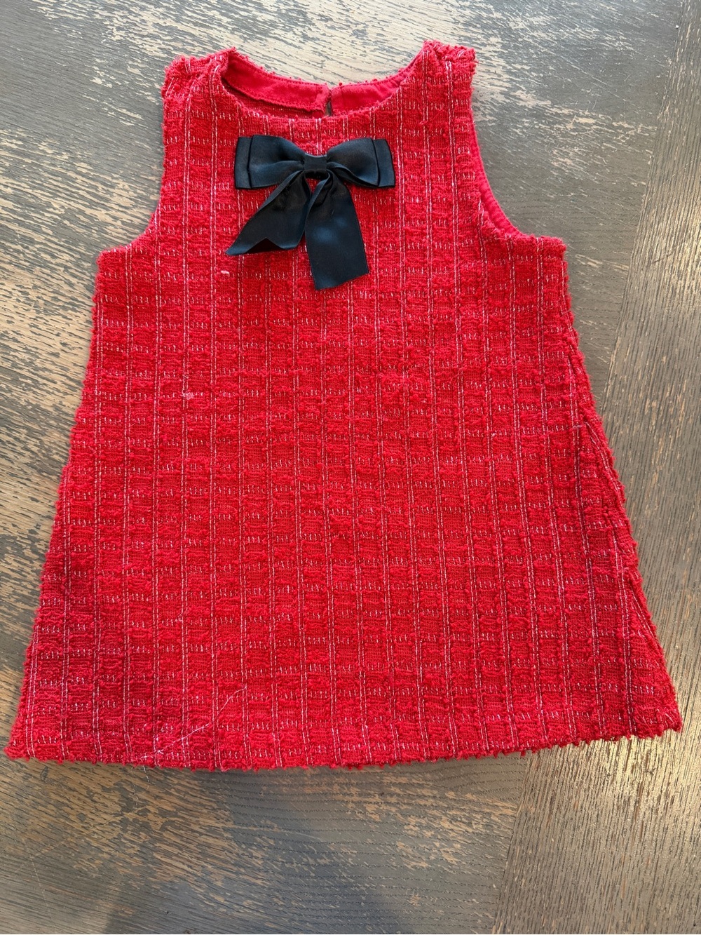H&M Red Tweed Dress with Black Bow | 1½–2Y | Like New